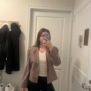 JH Collectibles Taupe Blazer Jacket with Shoulder Pads
